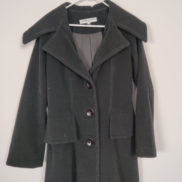 French Laundry Women's Long Coat Size 8 Black Cotton Lined Modest Vintage Casual - Picture 2 of 8